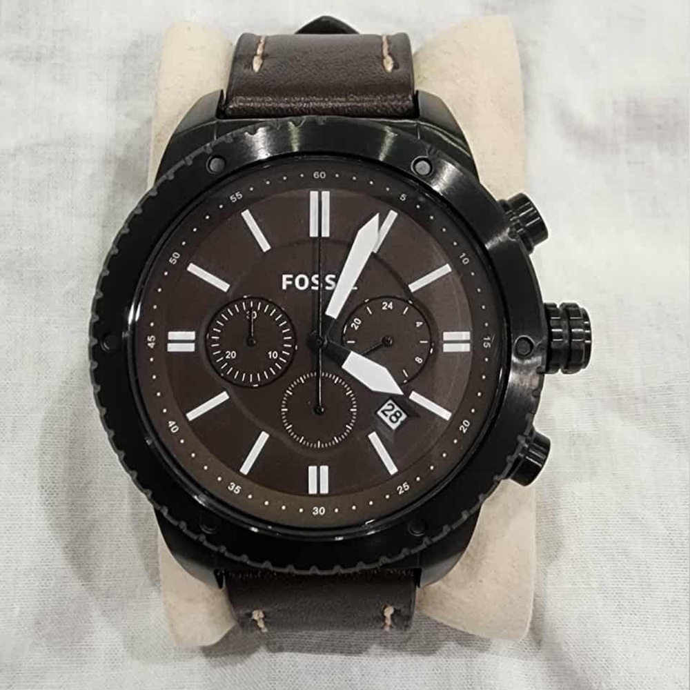 Fossil Black and Brown Chronograph Watch